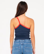 RUSTY SLING ONE SHOULDER CONTRAST TANK