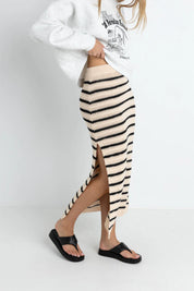 RHYTHM HIGHLINE STRIPE KNIT MIDI SKIRT