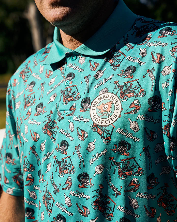 HUEYS GOLF POLO TEAL