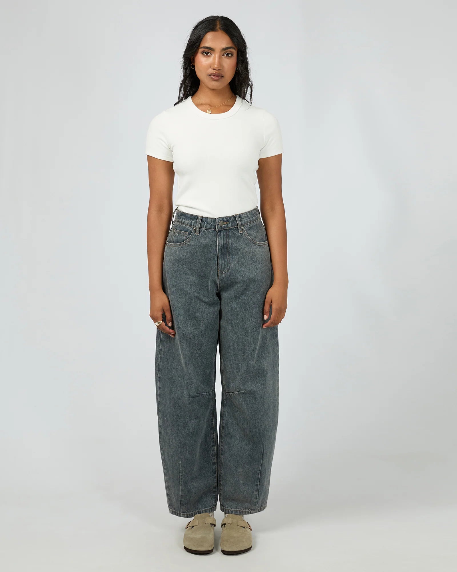 AAE HALLIE BARREL LEG JEAN - SLATE
