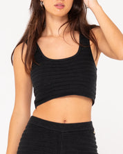 RUSTY ELBA KNIT CROP TOP BLACK