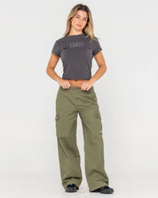 RUSTY ESSENTIALS SKIMMER BABY TEE CARBON