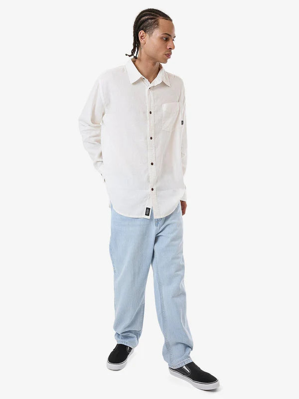 HEMP THRILLS OVERSIZE LONG SLEEVE SHIRT - DIRTY WHITE