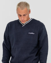 RUSTY VENOM VEE NECK KNITTED CREW
