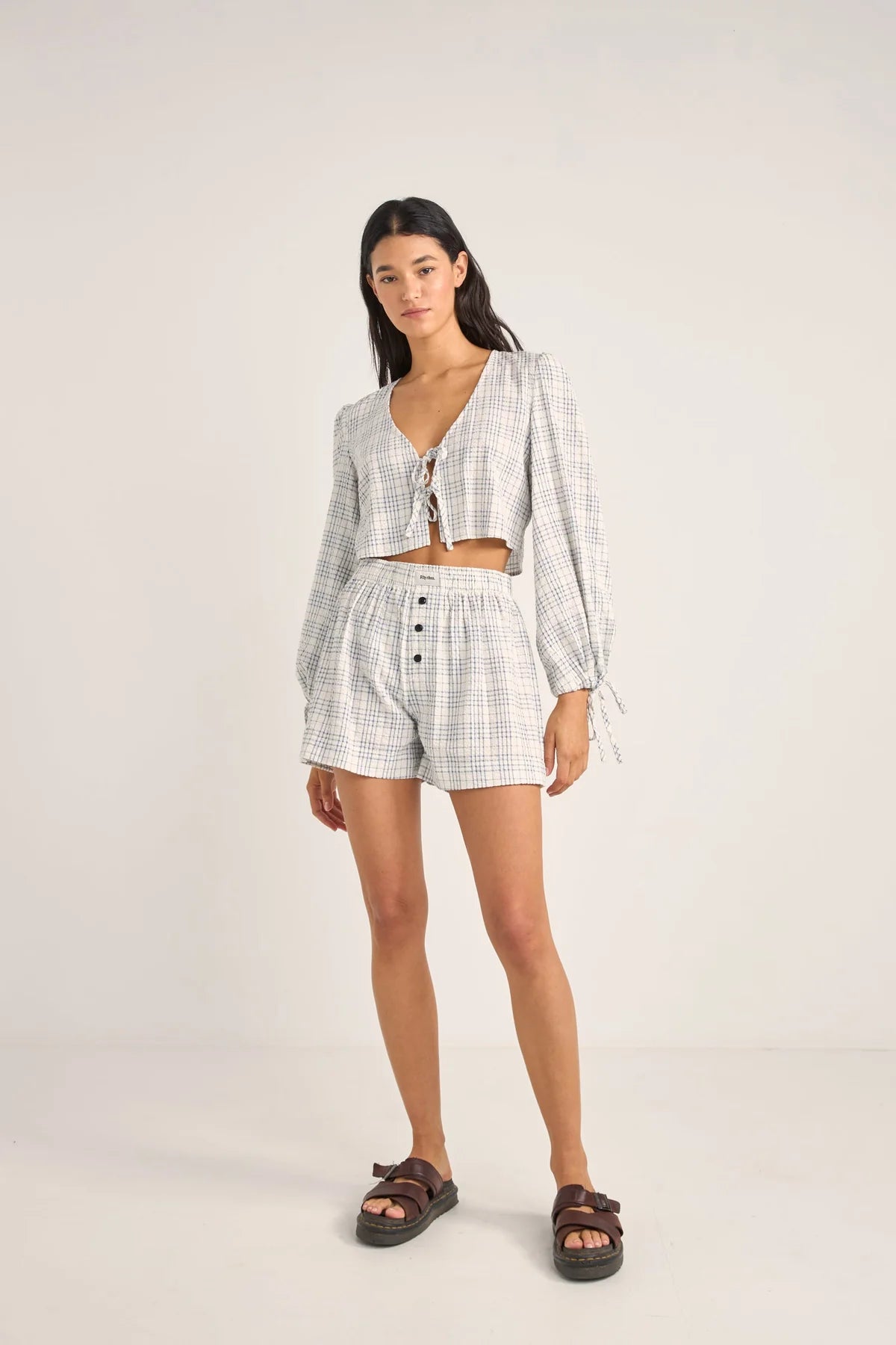 RHYTHM DESI PLAID BLOUSON TOP
