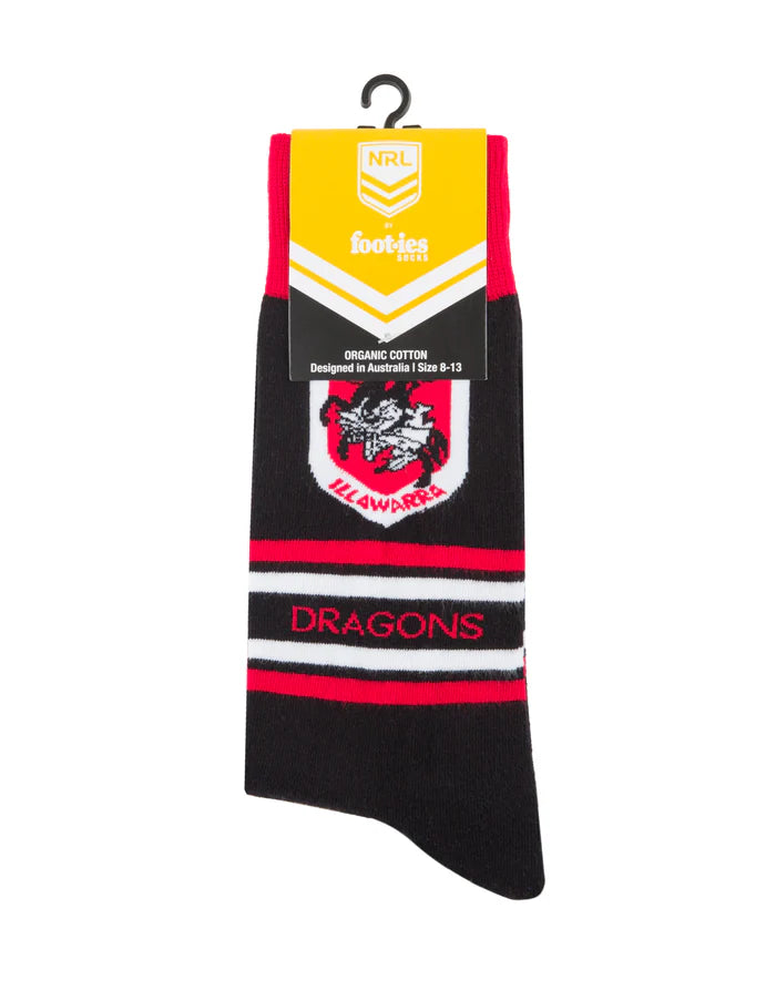 NRL ST. GEORGE ILLAWARRA DRAGONS STRIPE ORGANIC COTTON SOCK