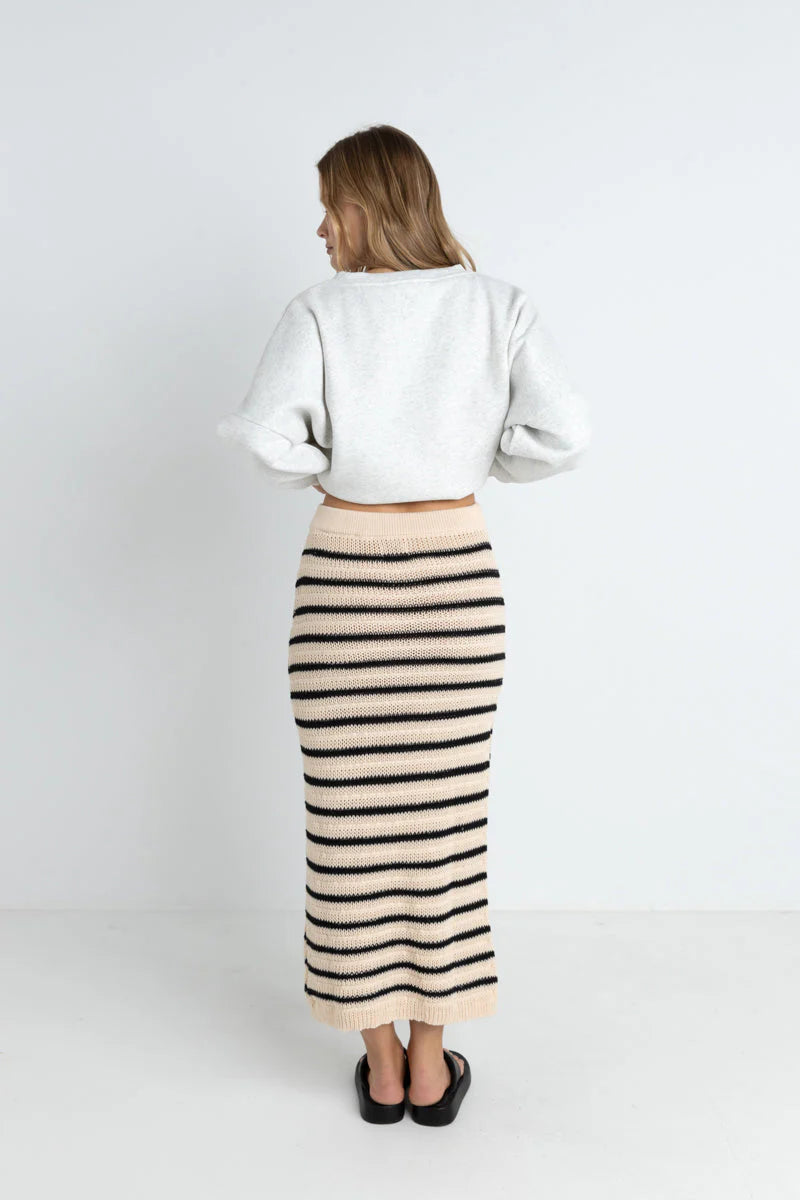 RHYTHM HIGHLINE STRIPE KNIT MIDI SKIRT
