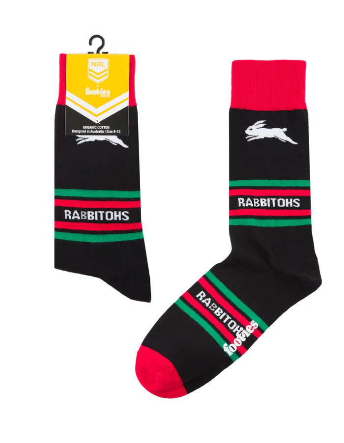 NRL SOUTH SYDNEY RABBITOHS STRIPE ORGANIC COTTON SOCK