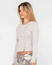 RUSTY BUTTON UP LONG SLEEVE TOP