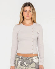 RUSTY BUTTON UP LONG SLEEVE TOP