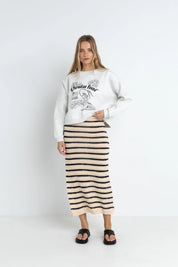 RHYTHM HIGHLINE STRIPE KNIT MIDI SKIRT