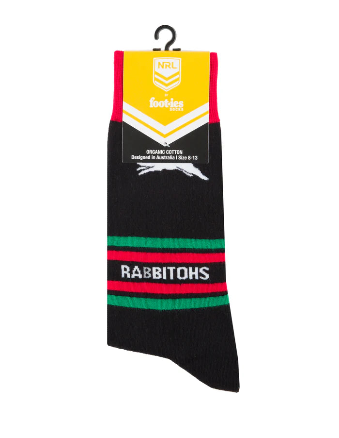 NRL SOUTH SYDNEY RABBITOHS STRIPE ORGANIC COTTON SOCK
