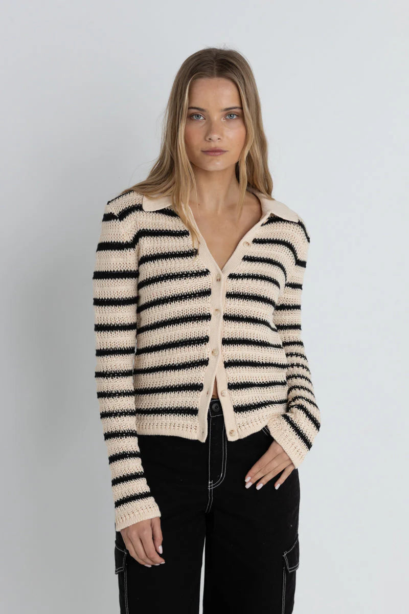 RHYTHM HIGHLINE STRIPE LONG SLEEVE KNIT TOP