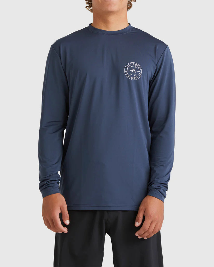 BILLABONG BIG WAVE DAZ LONG SLEEVE RASH VEST - DUSTY NAVY
