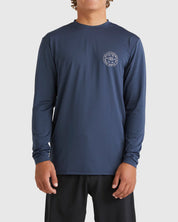 BILLABONG BIG WAVE DAZ LONG SLEEVE RASH VEST - DUSTY NAVY