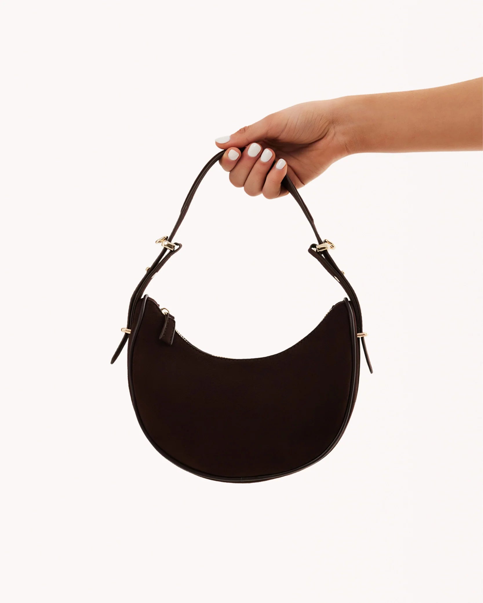 HALO SHOULDER BAG CHOCOLATE SUEDE