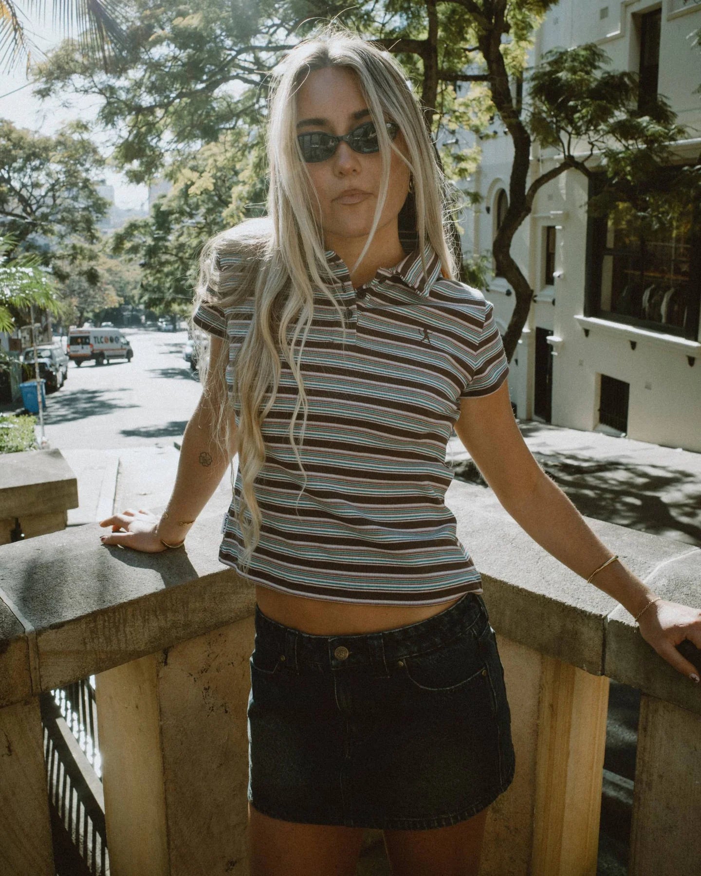 RUSTY BLAZED STRIPE BABY POLO TEE