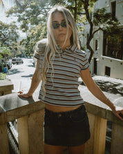 RUSTY BLAZED STRIPE BABY POLO TEE