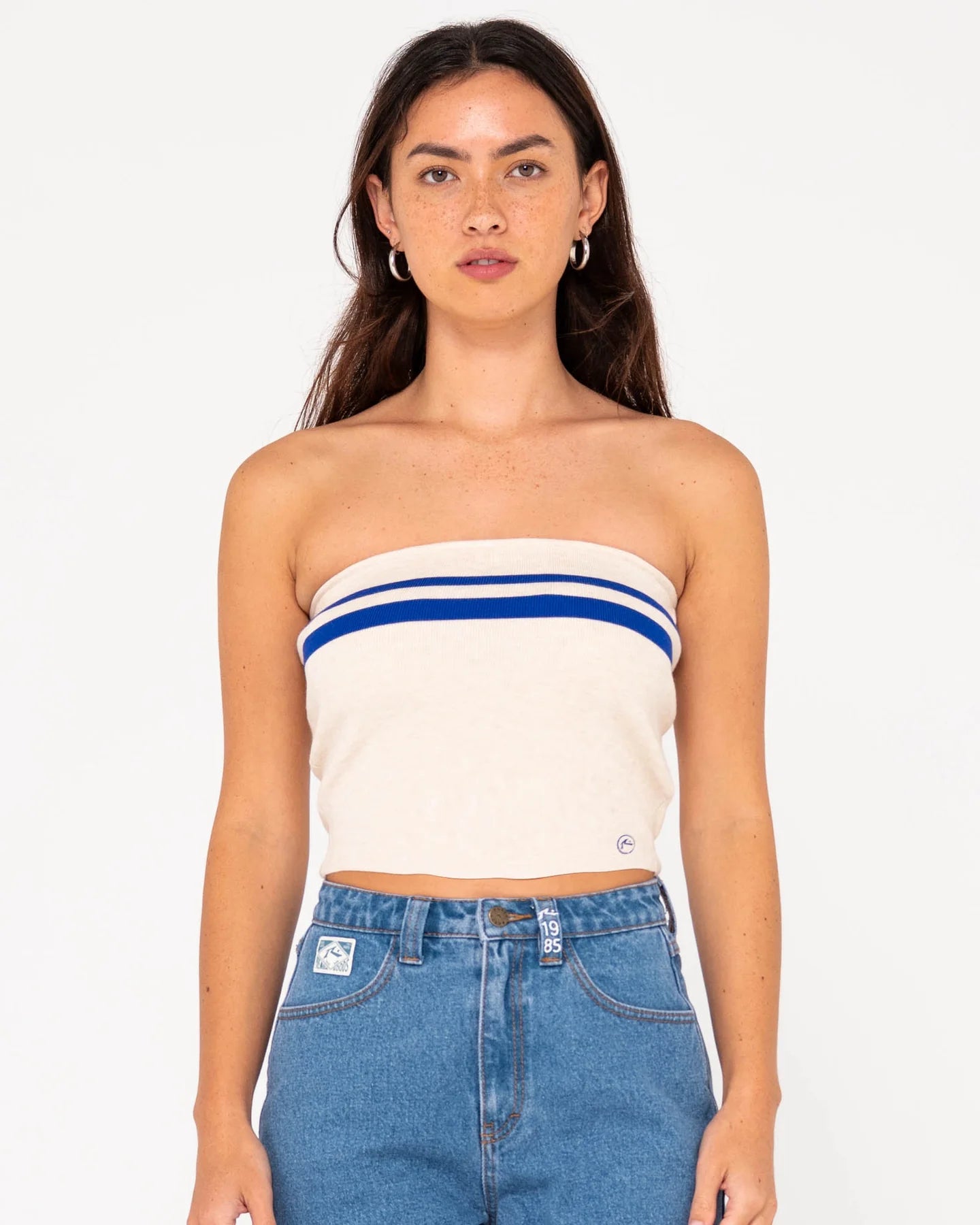 RUSTY AMELIA STRAPLESS CONTRAST KNIT TOP