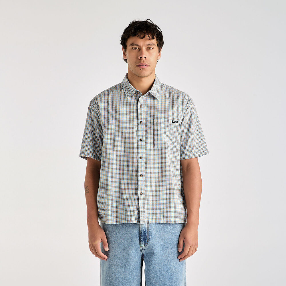 WRANGLER BOXCAR SHIRT BLUE CHECK