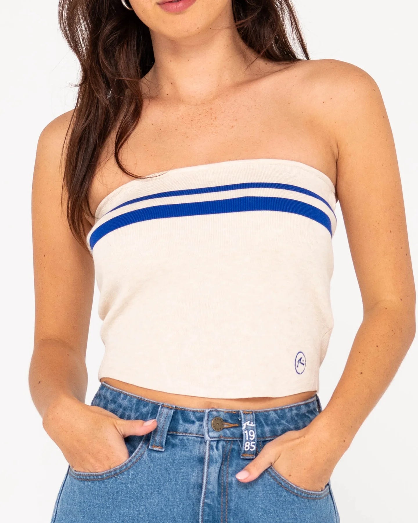 RUSTY AMELIA STRAPLESS CONTRAST KNIT TOP