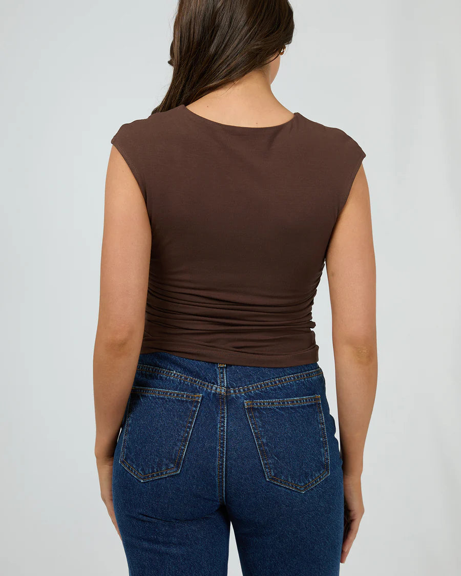 SILENT THEORY EVIE RUCHED TOP - BROWN