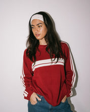RUSTY WHITE LINES CREW NECK KNIT