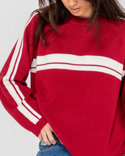 RUSTY WHITE LINES CREW NECK KNIT