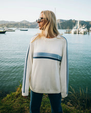 RUSTY WHITE LINES CREW NECK KNIT