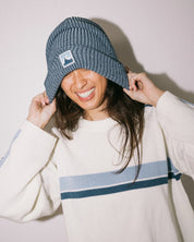 RUSTY WHITE LINES CREW NECK KNIT