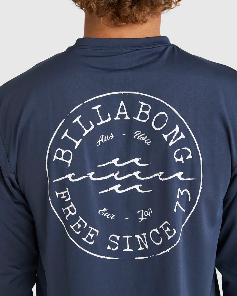 BILLABONG BIG WAVE DAZ LONG SLEEVE RASH VEST - DUSTY NAVY