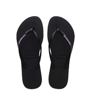 HAVAIANAS KIDS SLIM RUBBER LOGO BLACK LILAC