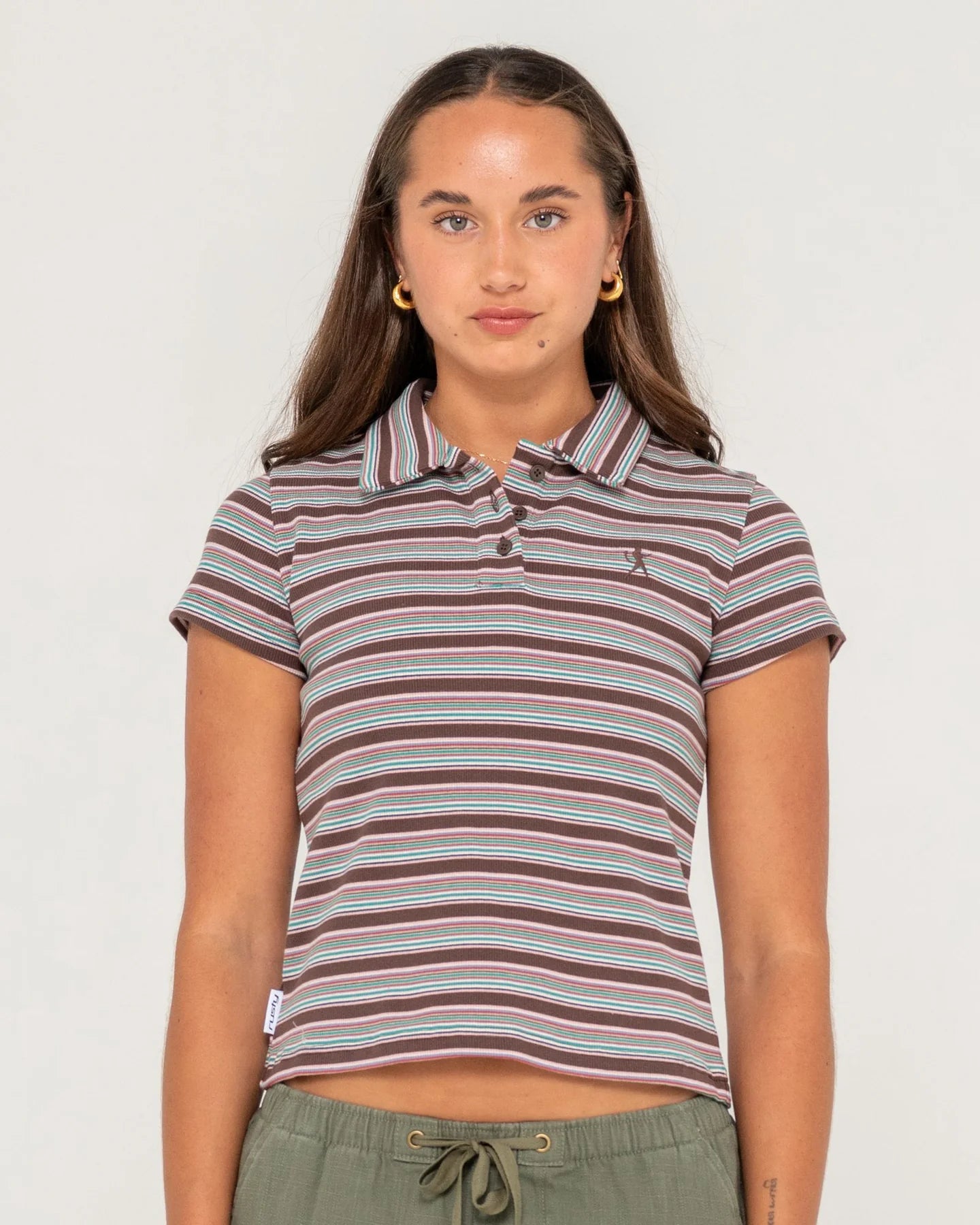 RUSTY BLAZED STRIPE BABY POLO TEE