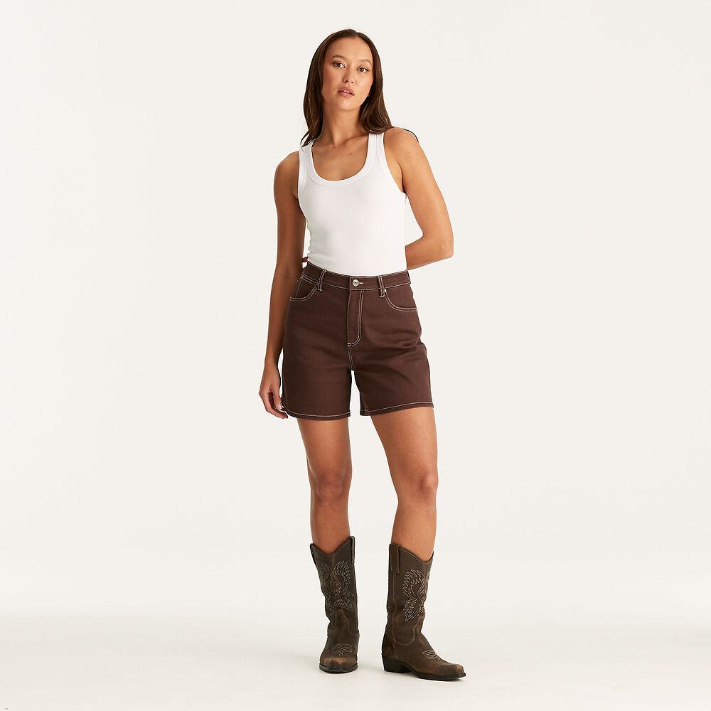 WRANGLER HI ALINE SHORT - CHOCHOLATE