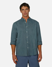 INDUSTRIE THE TENNYSON LINEN SHIRT STEELBLUE