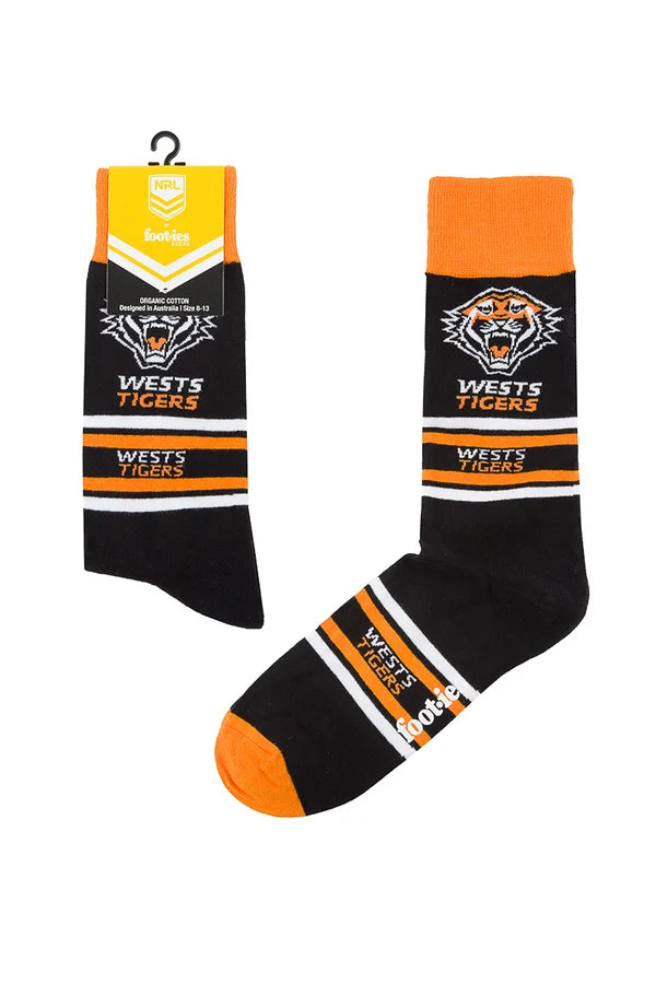 NRL WEST TIGERS STRIPE ORGANIC COTTON SOCK