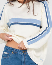 RUSTY WHITE LINES CREW NECK KNIT