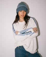 RUSTY WHITE LINES CREW NECK KNIT