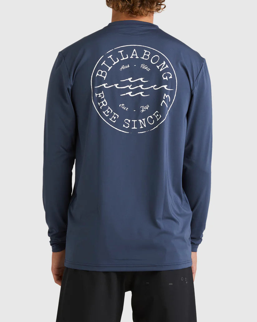BILLABONG BIG WAVE DAZ LONG SLEEVE RASH VEST - DUSTY NAVY