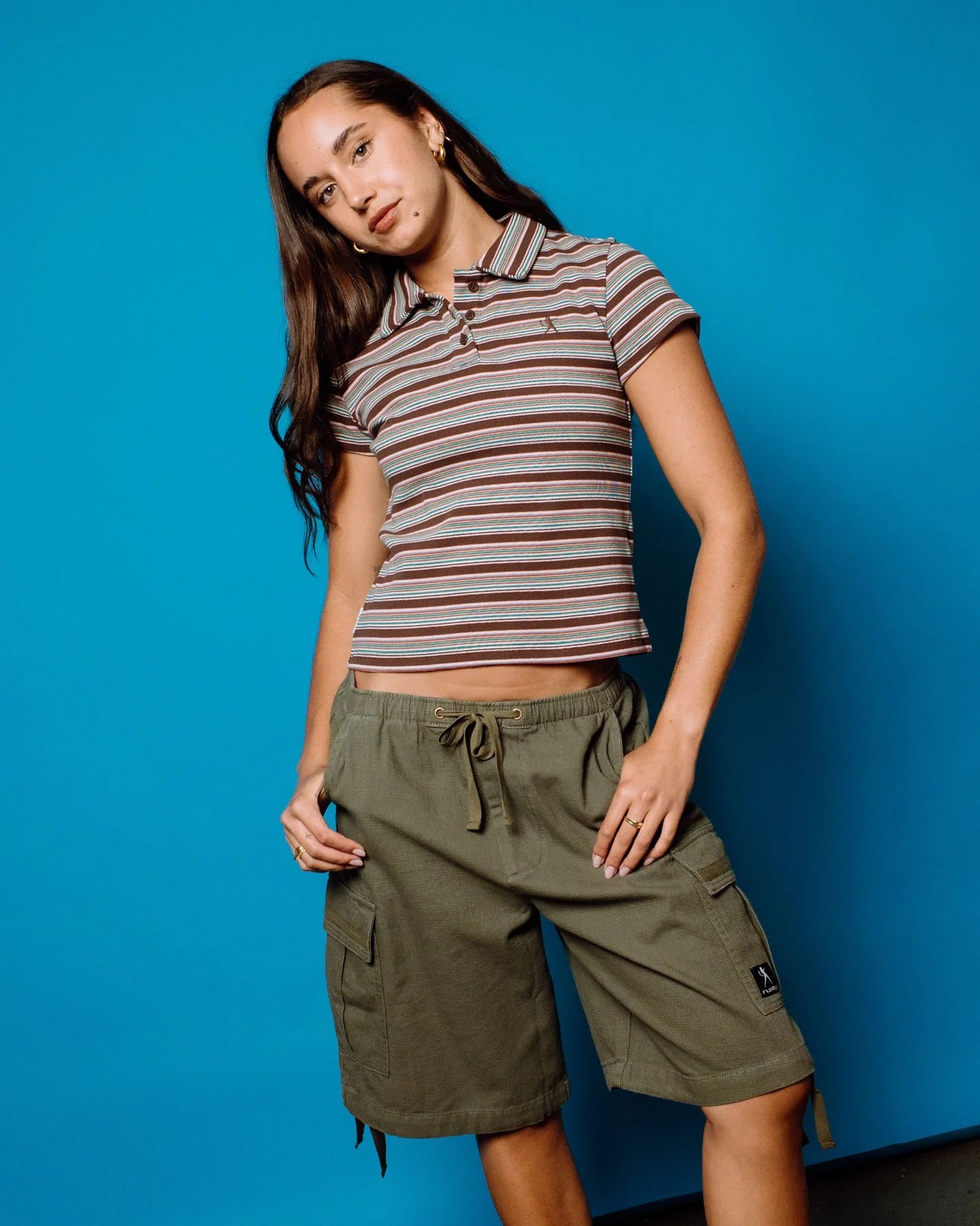 RUSTY BLAZED STRIPE BABY POLO TEE
