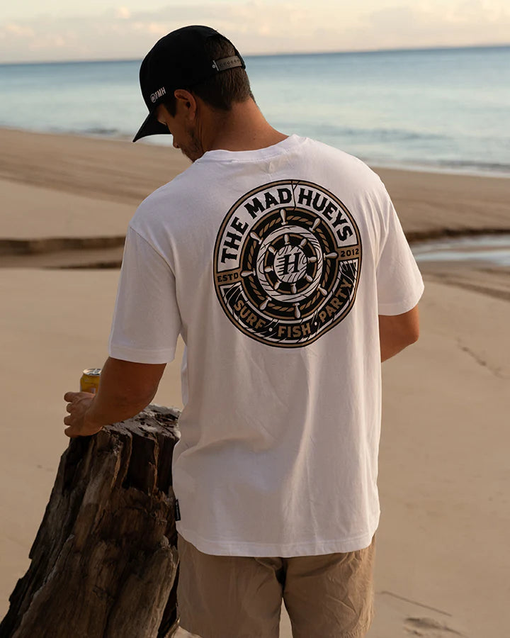 HUEYS SHIP WHEEL TEE - WHITE