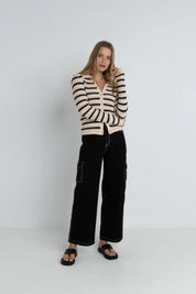 RHYTHM HIGHLINE STRIPE LONG SLEEVE KNIT TOP