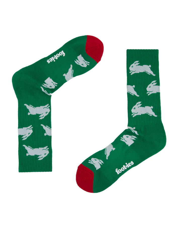 NRL SOUTH SYDNEY RABBITOHS RETRO SNEAKER SOCK 2 PACK