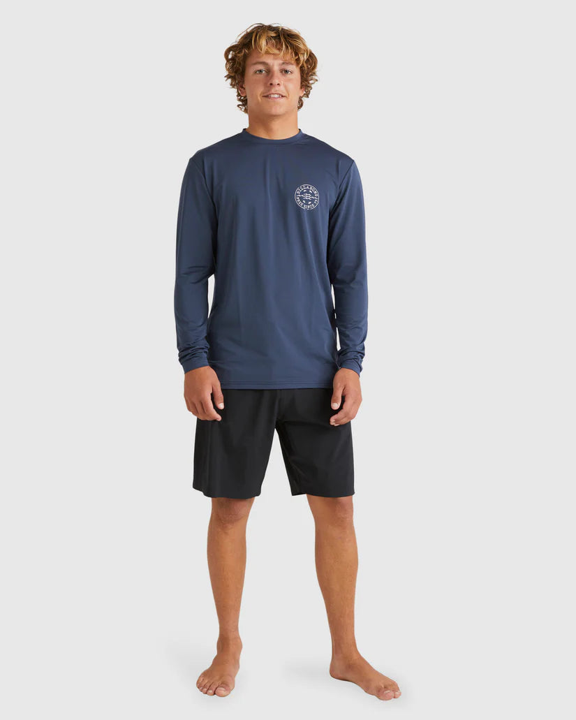 BILLABONG BIG WAVE DAZ LONG SLEEVE RASH VEST - DUSTY NAVY