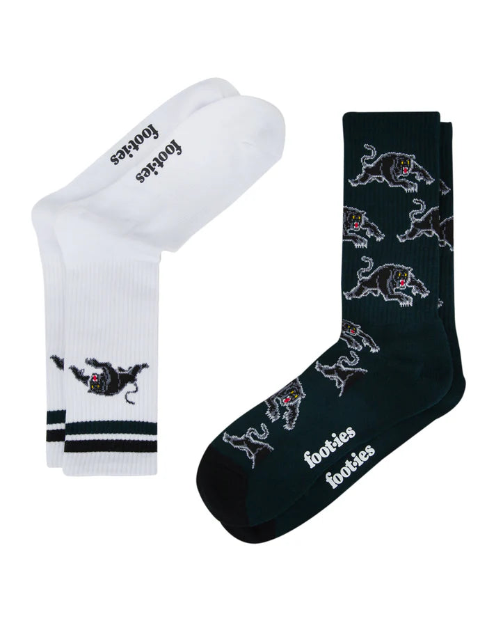 NRL PENRITH PANTHERS RETRO SNEAKER SOCK 2 PACK