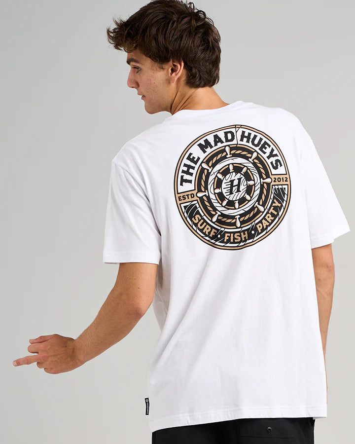 HUEYS SHIP WHEEL TEE - WHITE