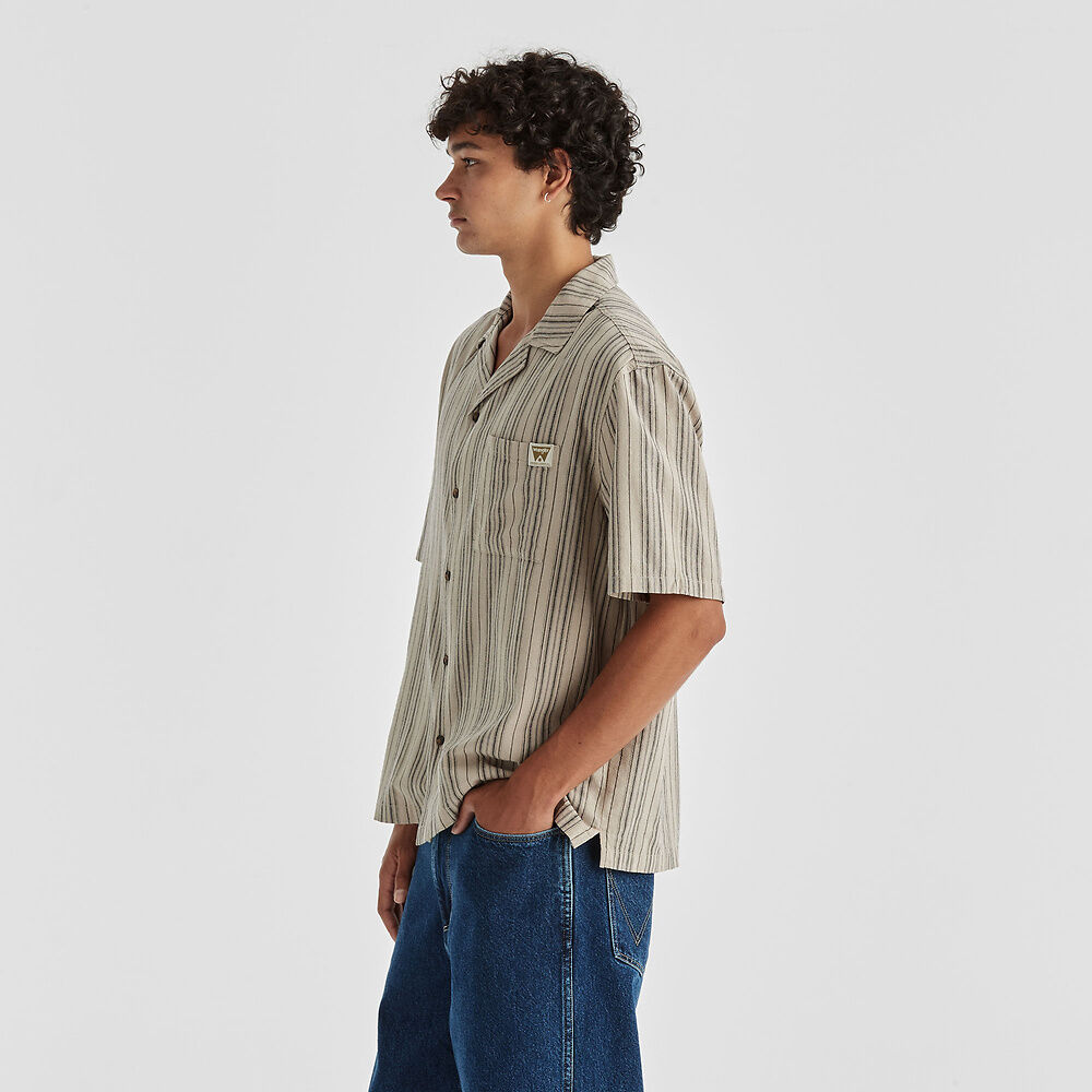 WRANGLER BOX RESORT SHIRT HESSIAN STRIPE