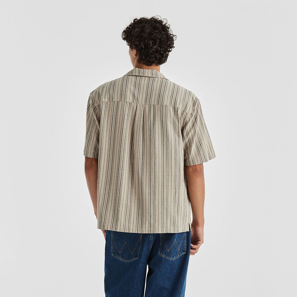 WRANGLER BOX RESORT SHIRT HESSIAN STRIPE