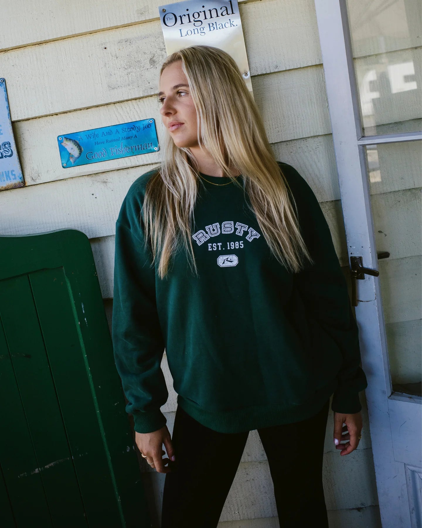 RUSTY COLLEGE DROPOUT OVERSIZED CREW FLEECE