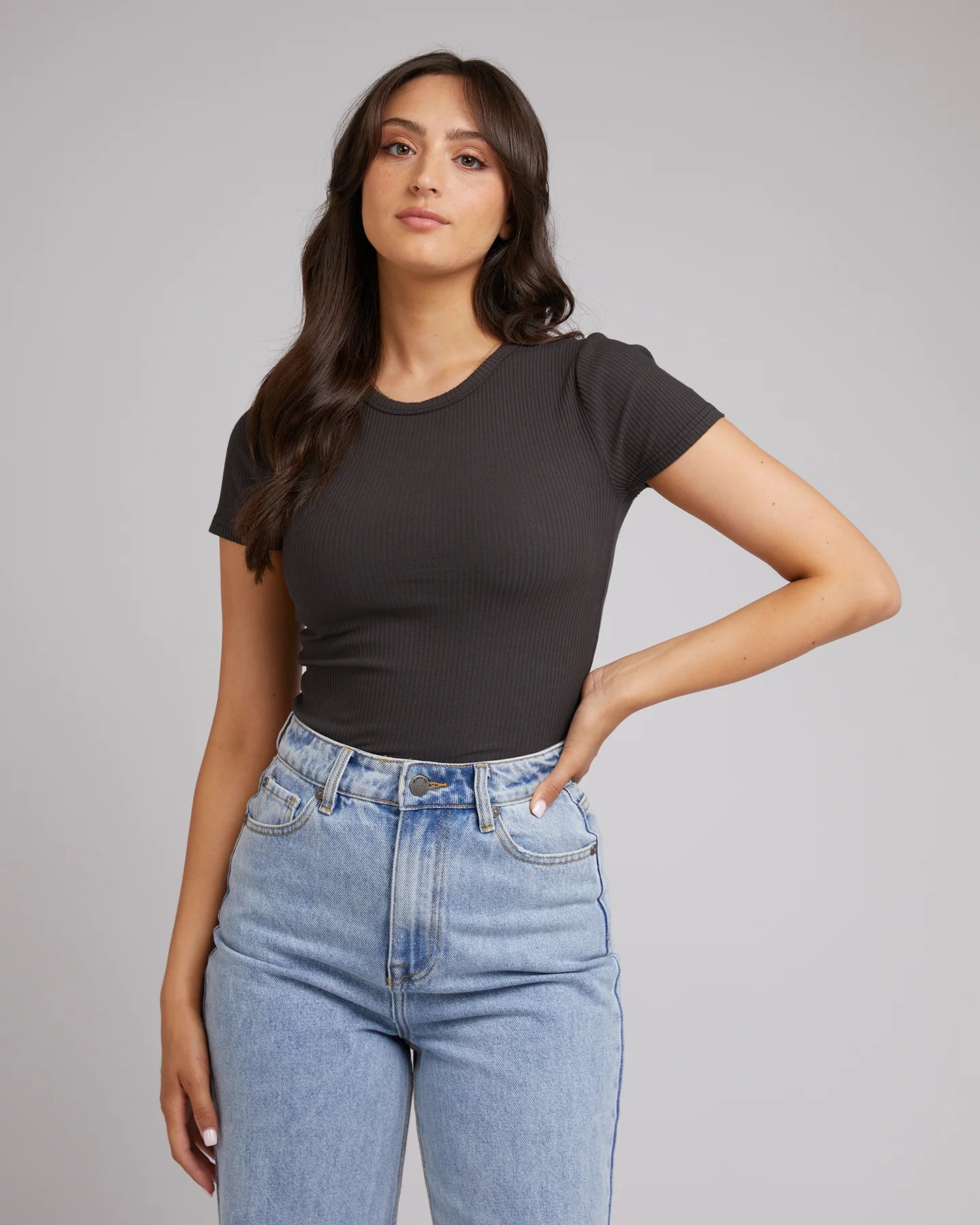 EVE RIB BABY TEE WASHED BLACK